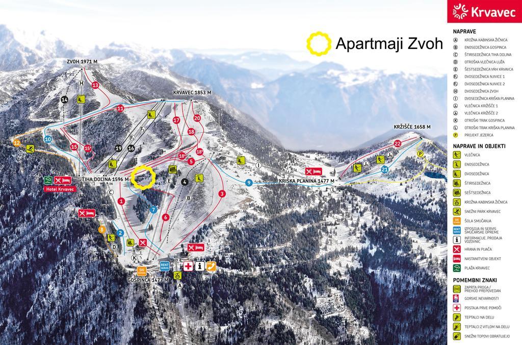 Apartments Zvoh, Krvavec, Ski-In, Ski-Out Церклье-на-Гореньскем Экстерьер фото